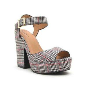 Plaid Platform High Heel Shoes